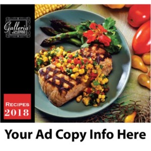 Recipes monthly calendar. Open size is 10 5/8" x 18 1/2". Mix and match titles, minimum 50 per title. Where an imprint color is not indicated on your purchase order we will default to printing in black.
